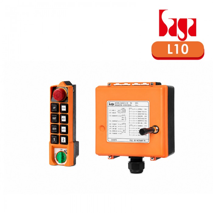 ریموت کنترل جرثقیل مدل L10 (۸ کلید دو سرعت با استاپ اضطراری)