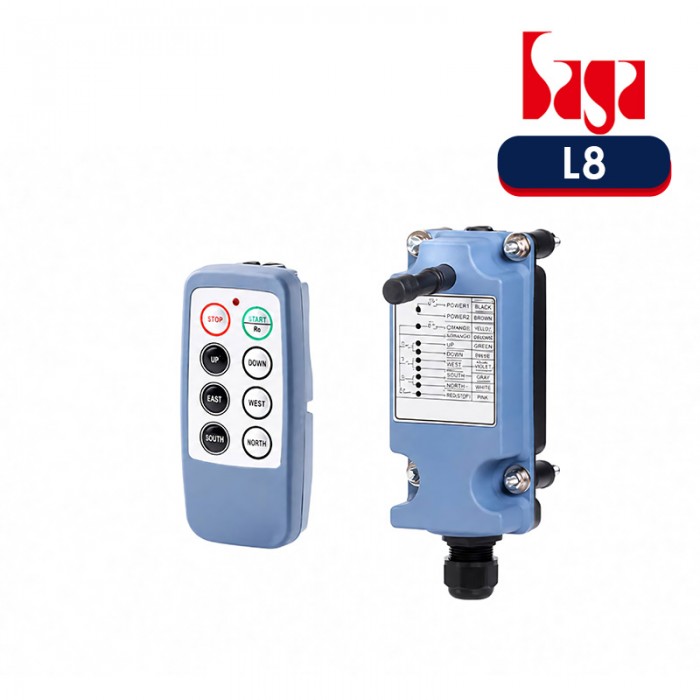 ریموت کنترل جرثقیل ساگا مدل L8 (۶ کلید تک سرعت با استاپ اضطراری)